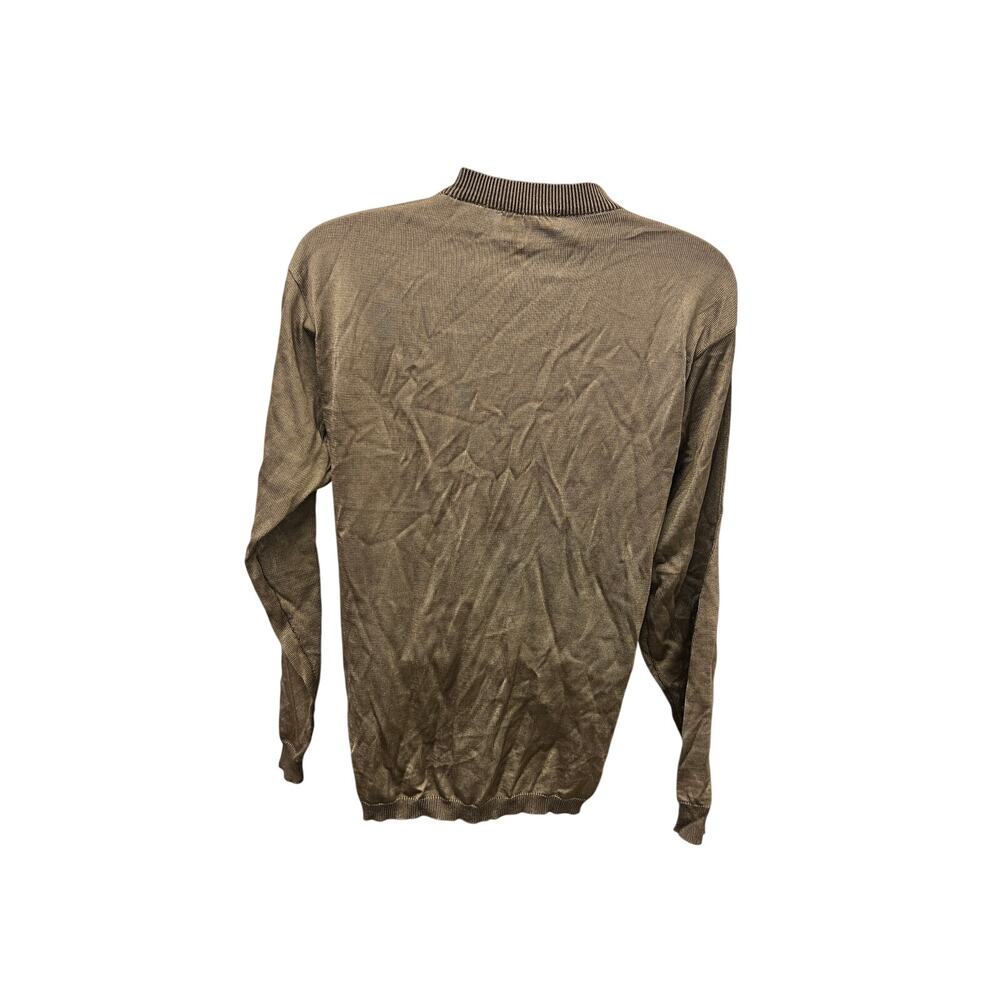 🤎 Bachrach Brown Ribbed Knit Sweater Retro 90s Minimalist Luxe Crewneck Top - Picture 3 of 4